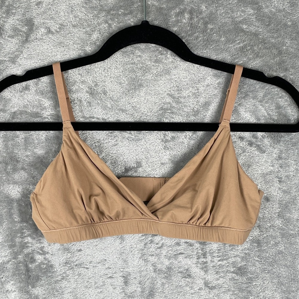 SKIMS Triangle Bralette Womens Medium Tan Fits Everybody Crossover V-Neck Bra